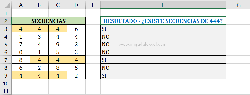Encontrar Secuencias de 3 Números en Excel