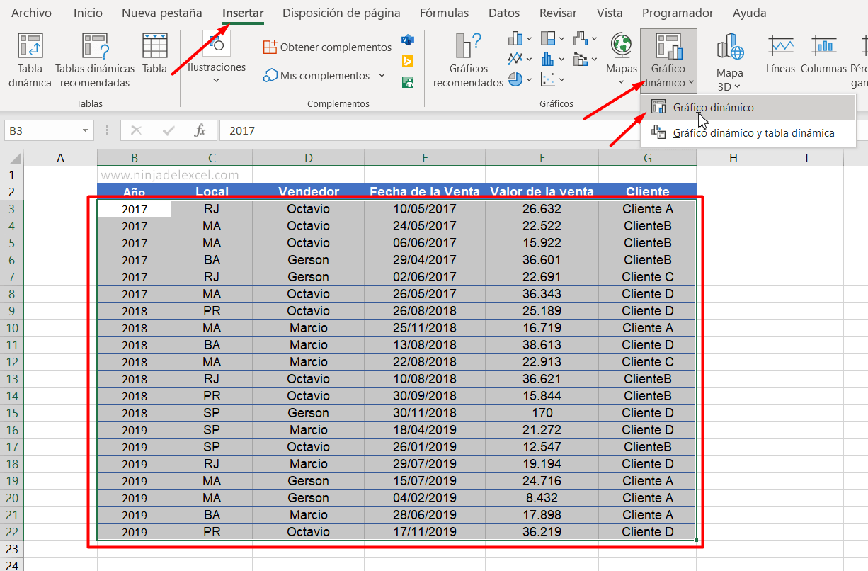 Gráfico Dinámico en Excel paso a paso