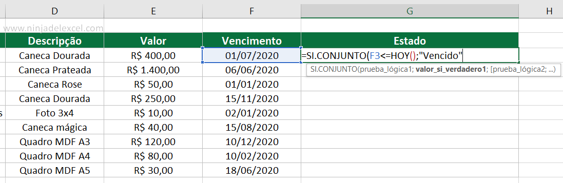 Hacer Función SI.CONJUNTO en Excel