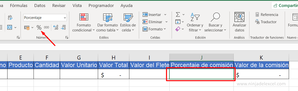 Hoja de calculo en Excel