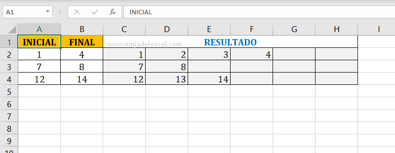 Secuencia Entre Dos Números en Excel