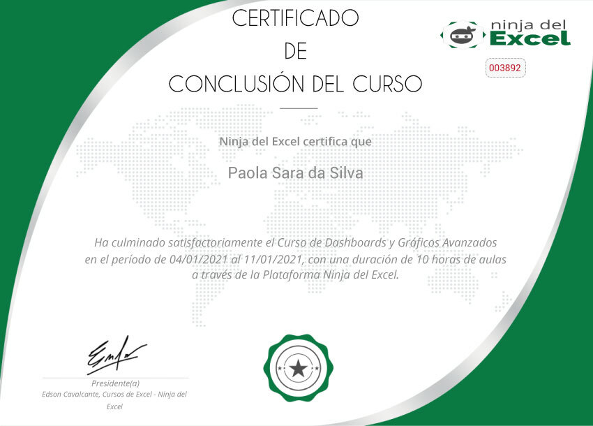 certificado curso ninja del excel