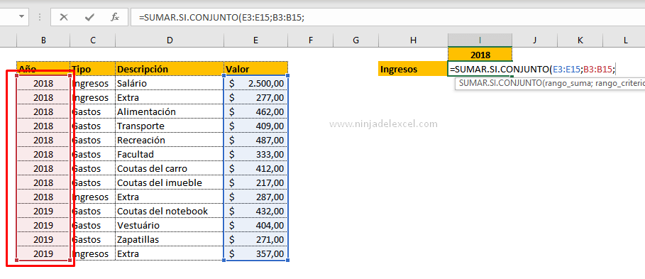 Aprende Como utilizar la función SUMAR.SI.CONJUNTO en Excel