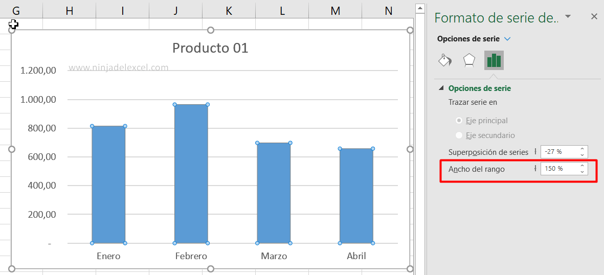 Aproximar Columnas del Gráfico en Excel tutorial