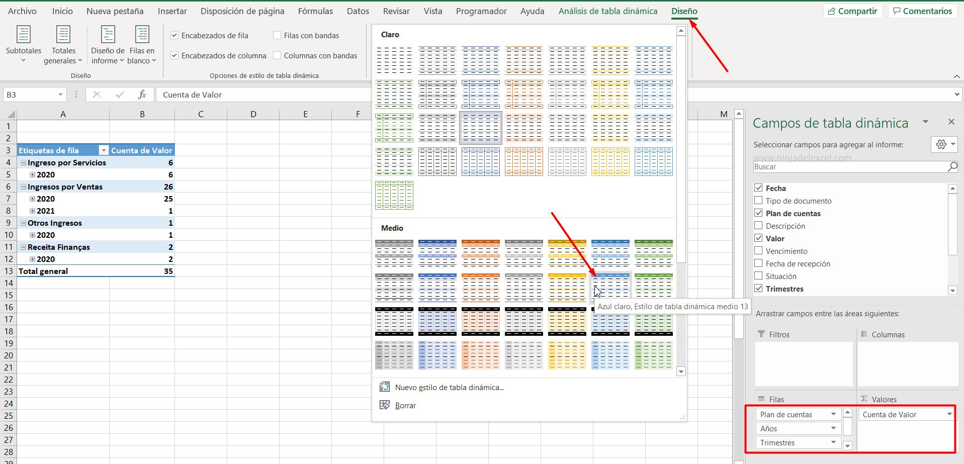 Diseño de Tabla Dinámica de Excel paso a paso