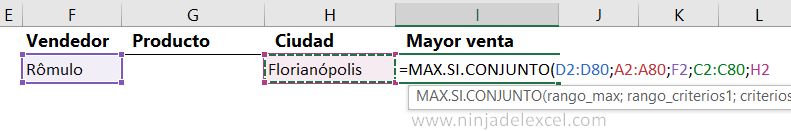 Funciónes MAX.SI.CONJUNT en Excel