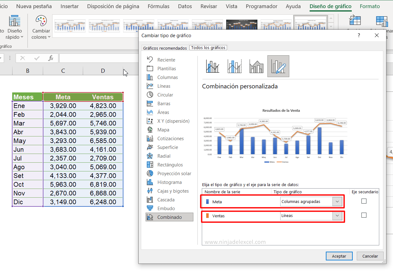Como Combinar 2 Gráficos en Excel tutorial