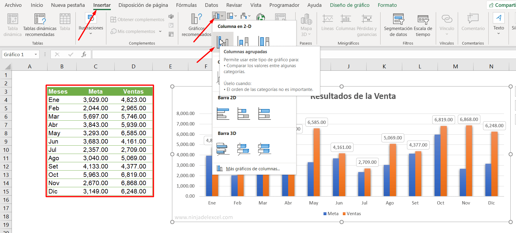 Como Combinar 2 Gráficos en Excel