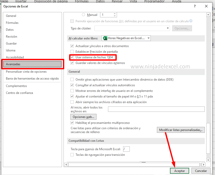 Horas Negativas en Excel