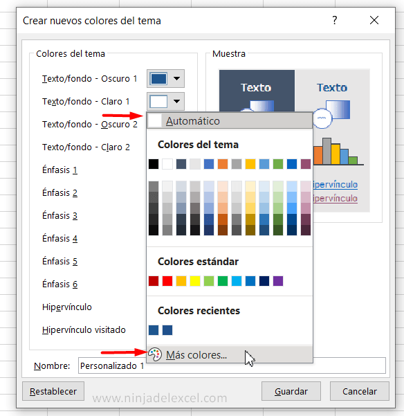 usar Paleta de Colores en Excel