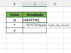 Aprenda a usar la función REPETIR en Excel