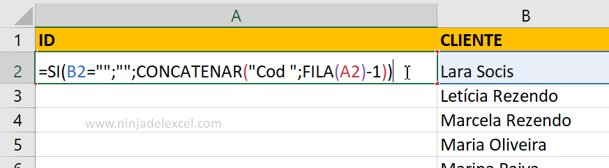 Código de Identificación en Excel paso a paso