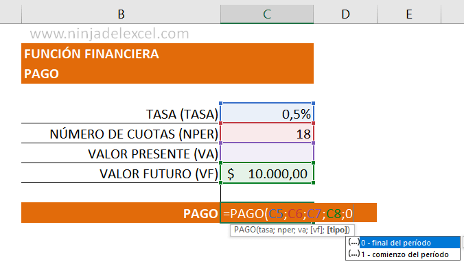 Como hacer funciones financieras en Excel