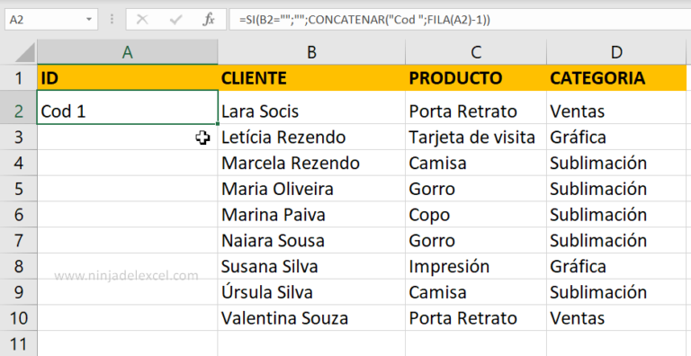 Cómo Crear Un Código de Identificación en Excel - Ninja del Excel