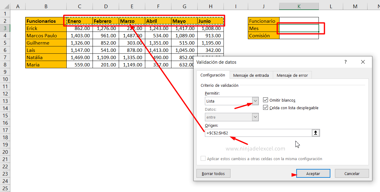 Función COINCIDIR con DESREF en Excel tutorial