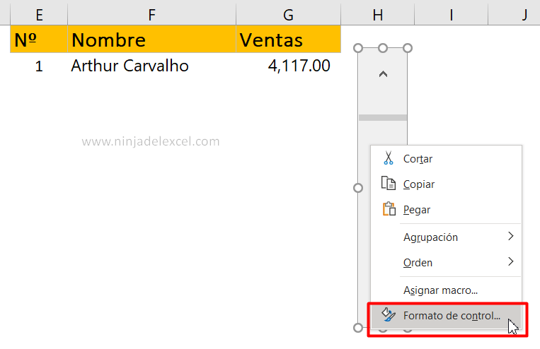 Barra de desplazamiento en Excel paso a paso