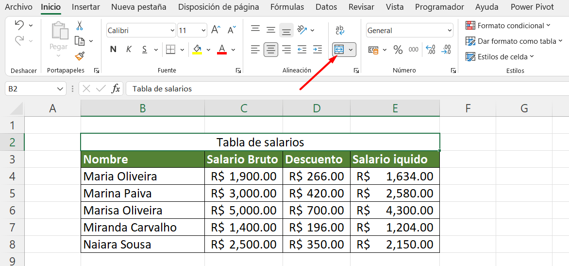 Combinar Celdas en Excel paso a paso