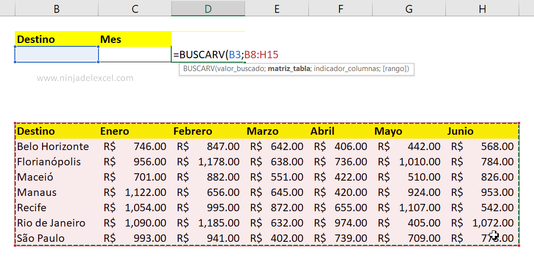 Como hacer BUSCARV con COINCIDIR en Excel
