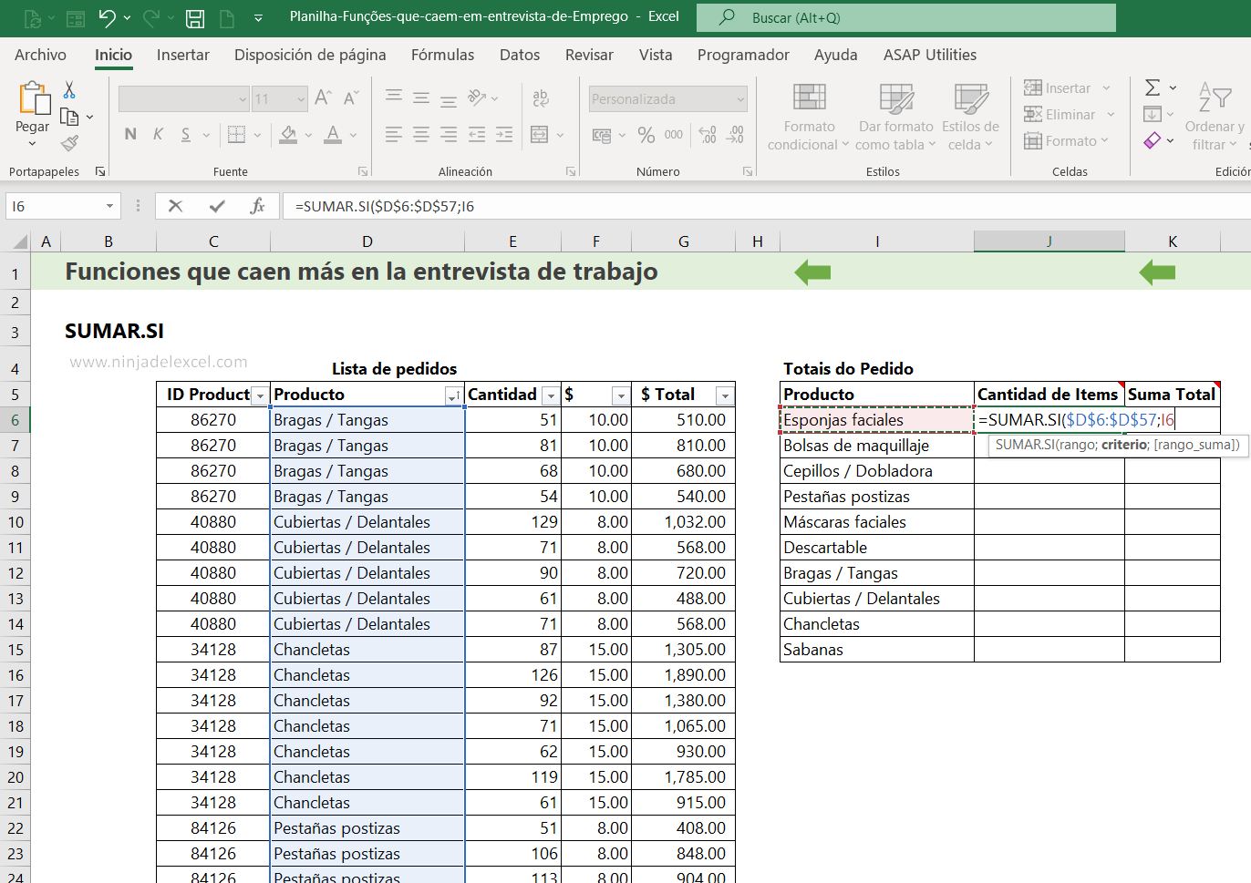 Crear Funciones de Excel para entrevista de trabajo
