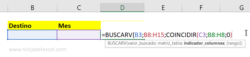 Función BUSCARV con COINCIDIR en Excel