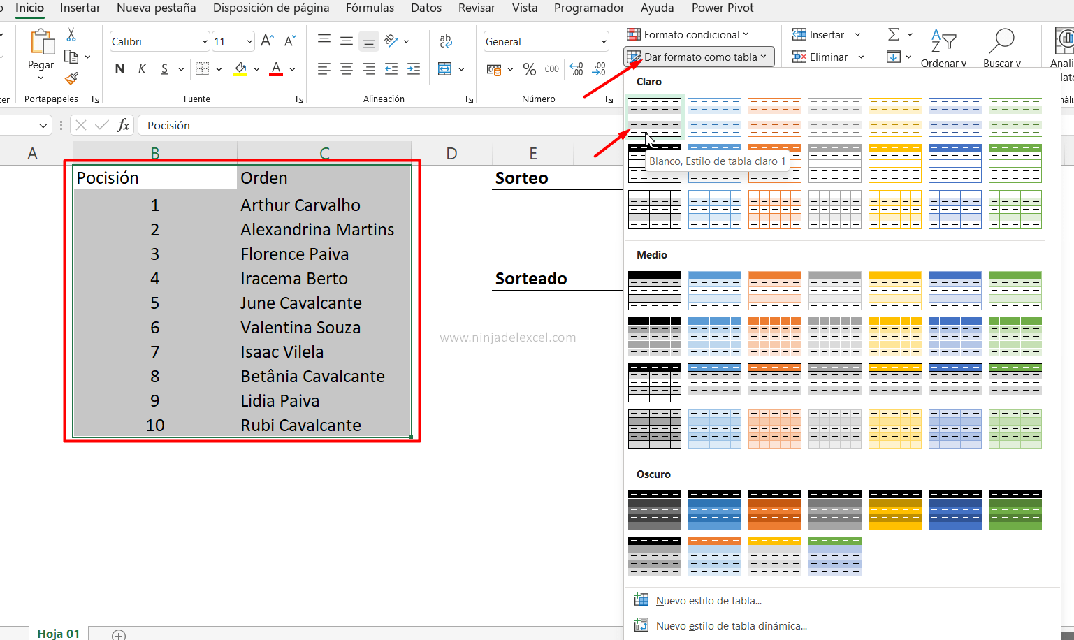 Hacer Sorteo en Excel paso a paso