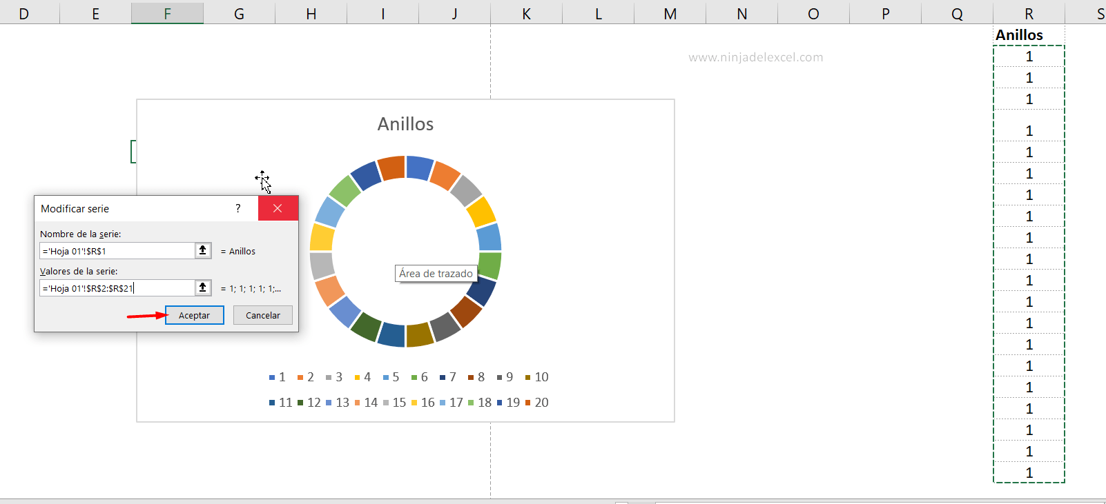 Hacer un Gráfico de Anillos de Rendimiento en Excel.