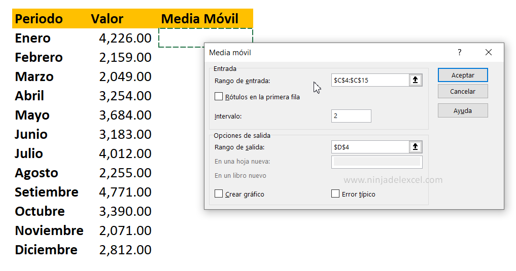 Media Móvil en Excel tutorial