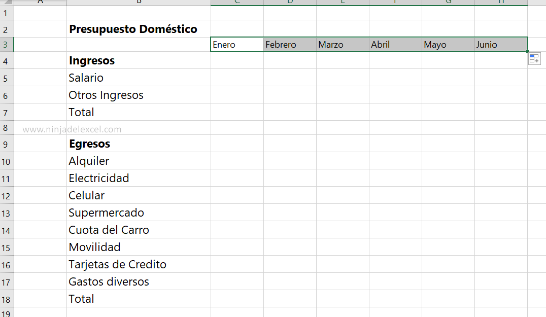 hacer un Presupuesto Doméstico Simple en Excel