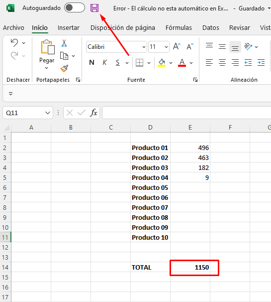 Aprendiendo Error - El cálculo no esta automático en Excel