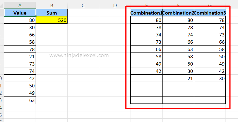 Combinación de la Suma en Excel en la practica