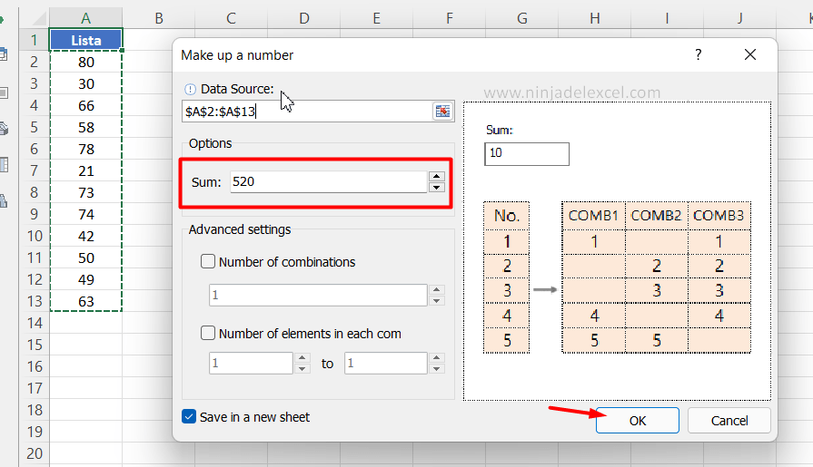 Combinación de la Suma en Excel paso a paso