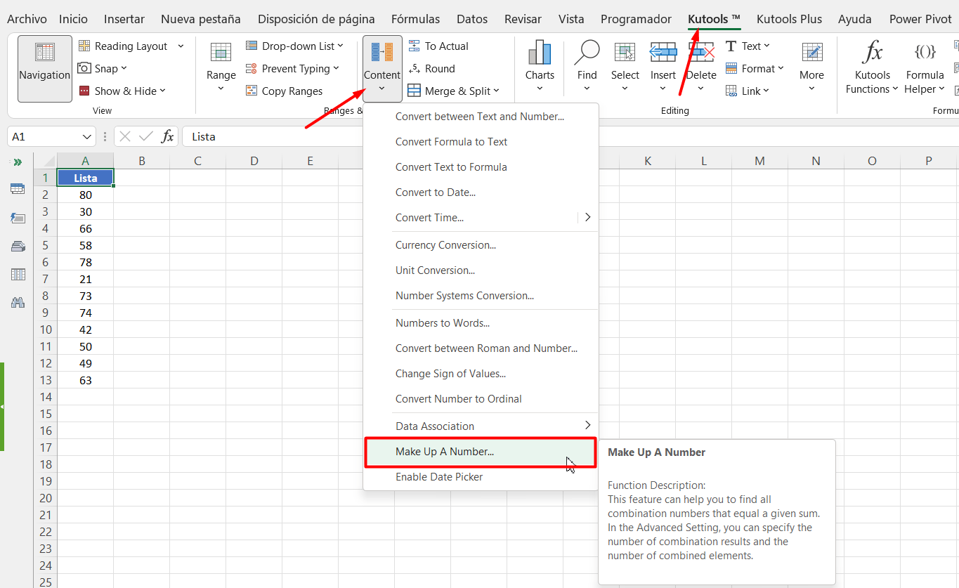 Combinación de la Suma en Excel