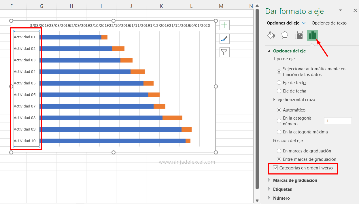 Crear Diagrama de Gantt en Excel