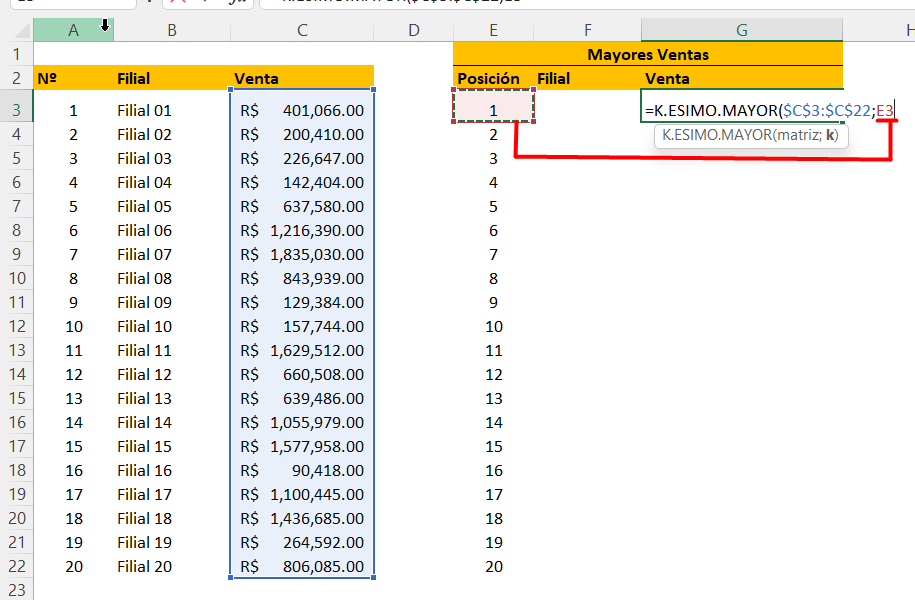 Crear Ranking en Excel