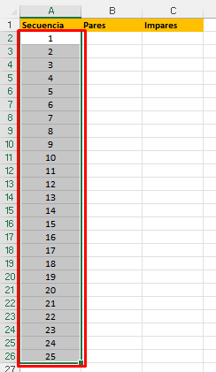 Crear una serie numérica en Excel Paso a paso