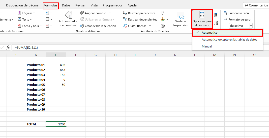 Error - El cálculo no esta automático en Excel Paso a paso