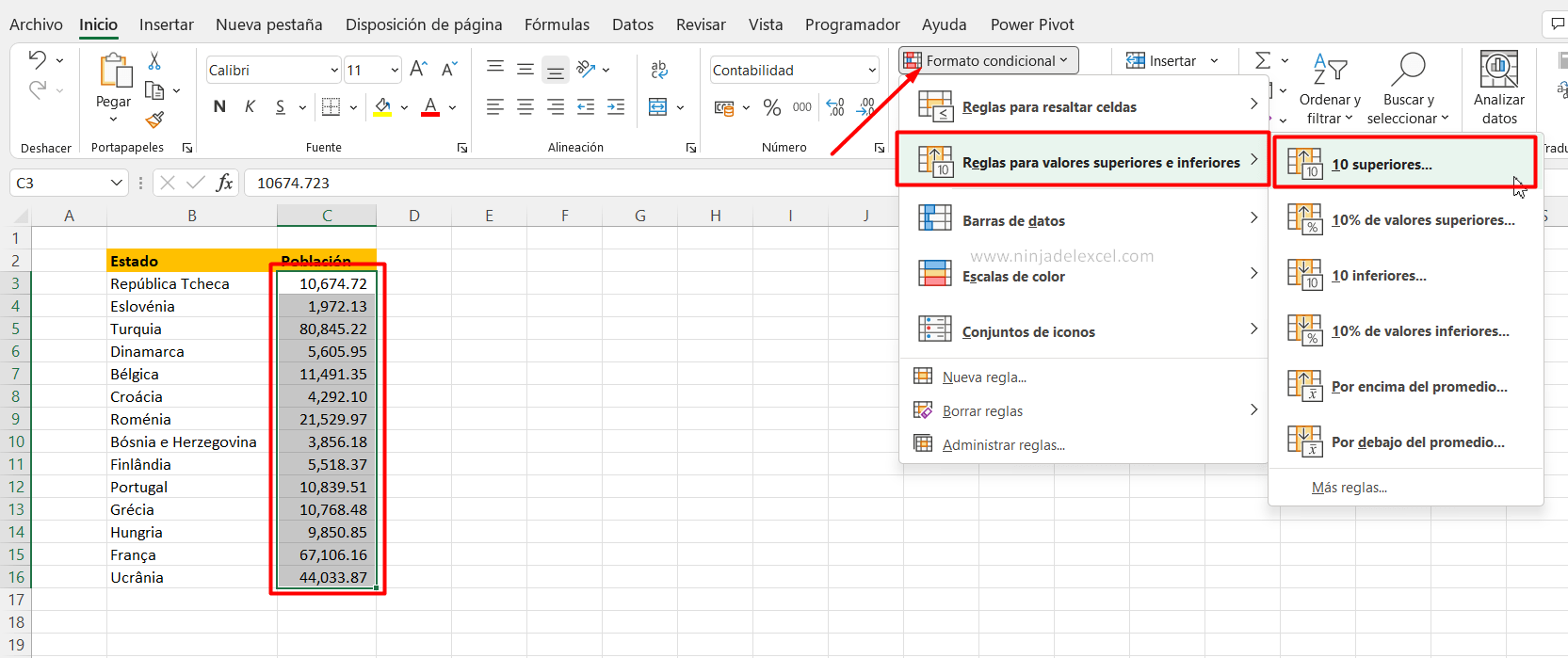 Resaltar el Valor Más Alto y Más Bajo en Excel paso a paso