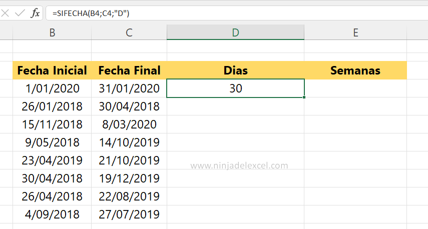 Como Calcular Semanas en Excel tutorial