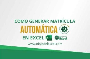 Como Generar Matrícula Automática en Excel