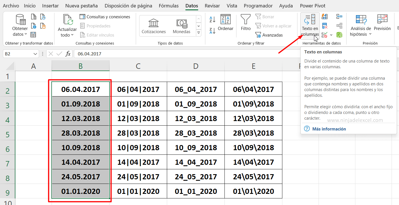Convertir Texto en Fecha en Excel