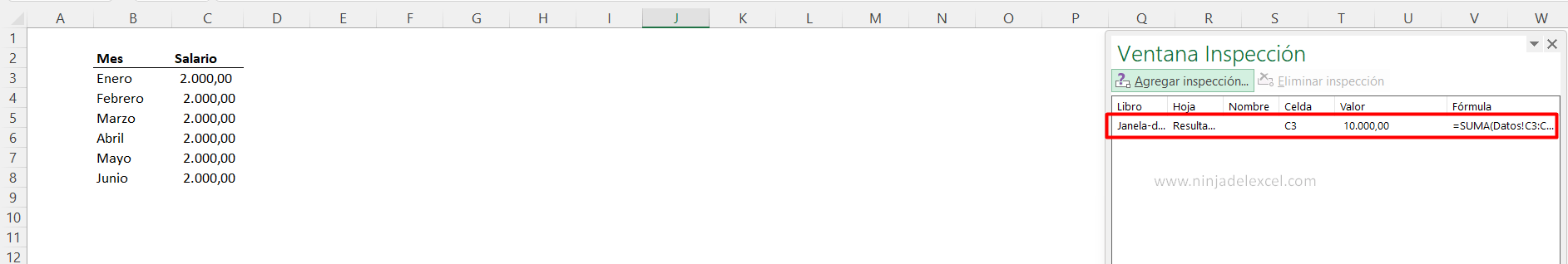 Hacer Ventana de Inspección en Excel