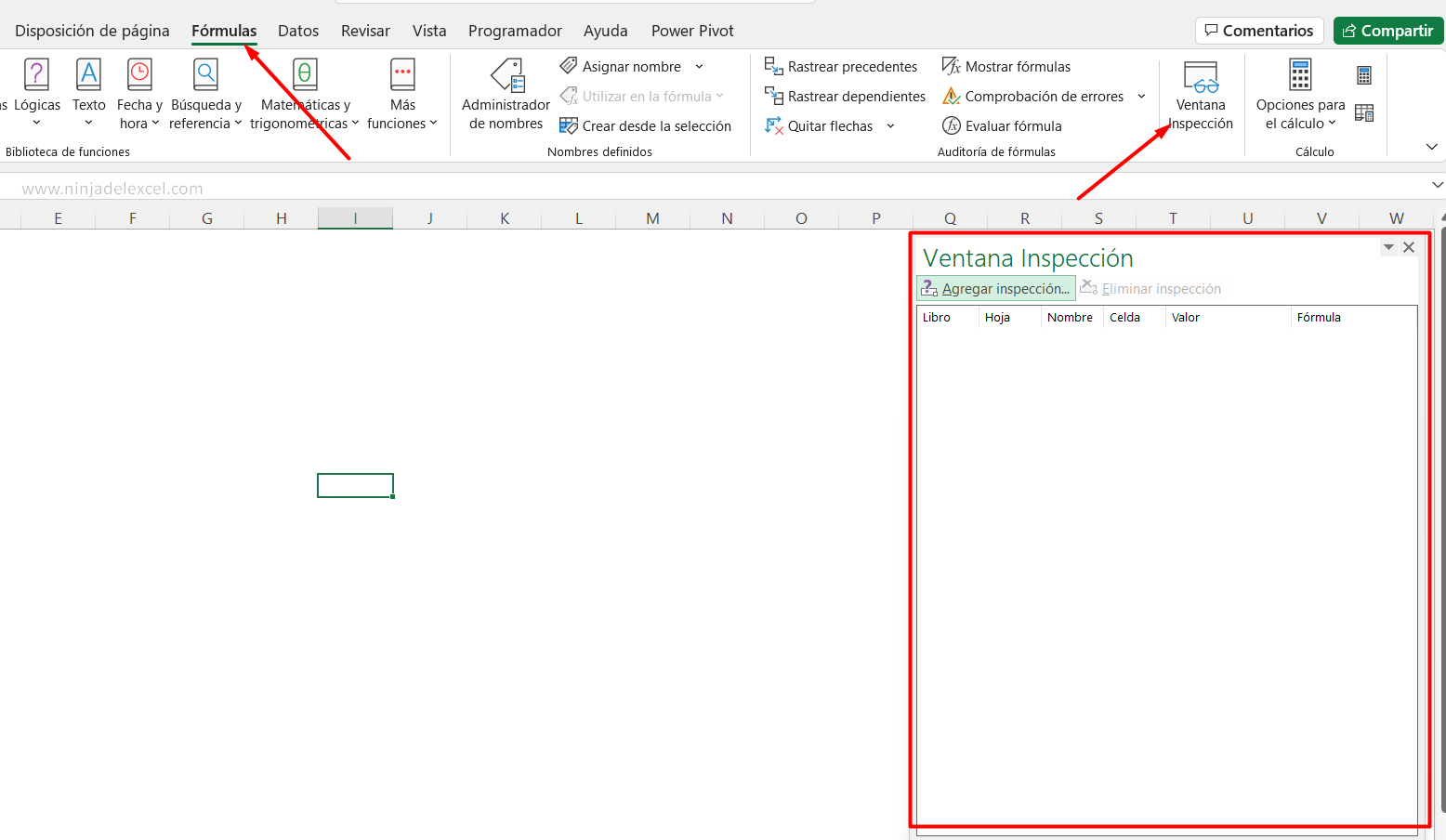Ventana Inspección en Excel tutorial