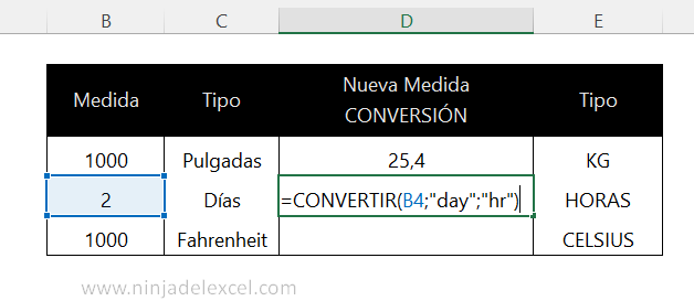 Como Convertir Medidas en Excel