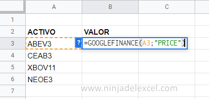 Cotización de la Bolsa de Valores en Google Sheets