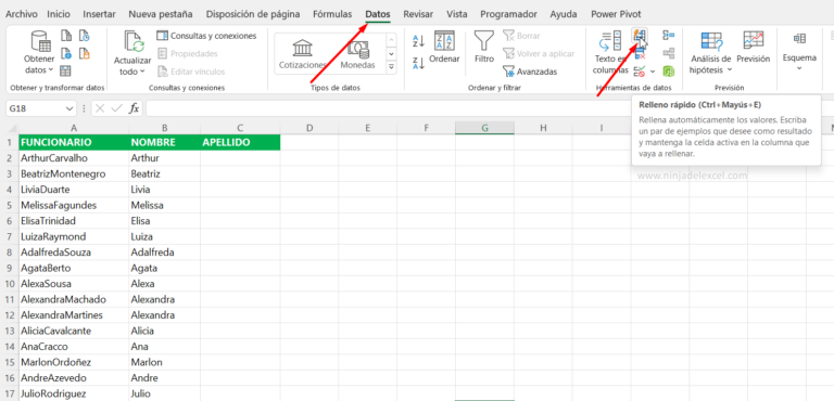 Como Separar El Nombre Y El Apellido En Excel Ninja Del Excel