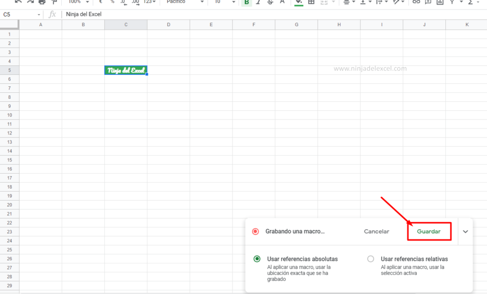 Macro en Google Sheets Optimice su Tiempo Ninja del Excel