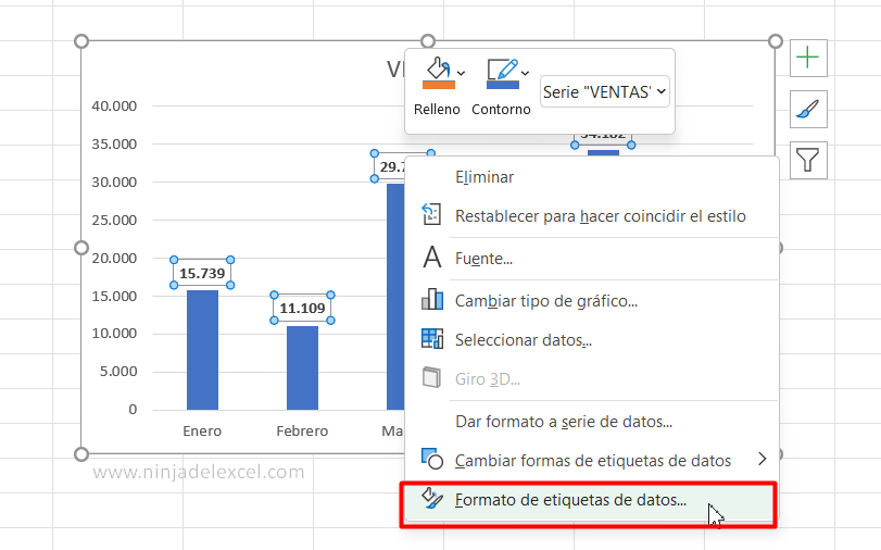 Como Insertar Valor y Porcentaje en la misma Etiqueta de Datos en Excel