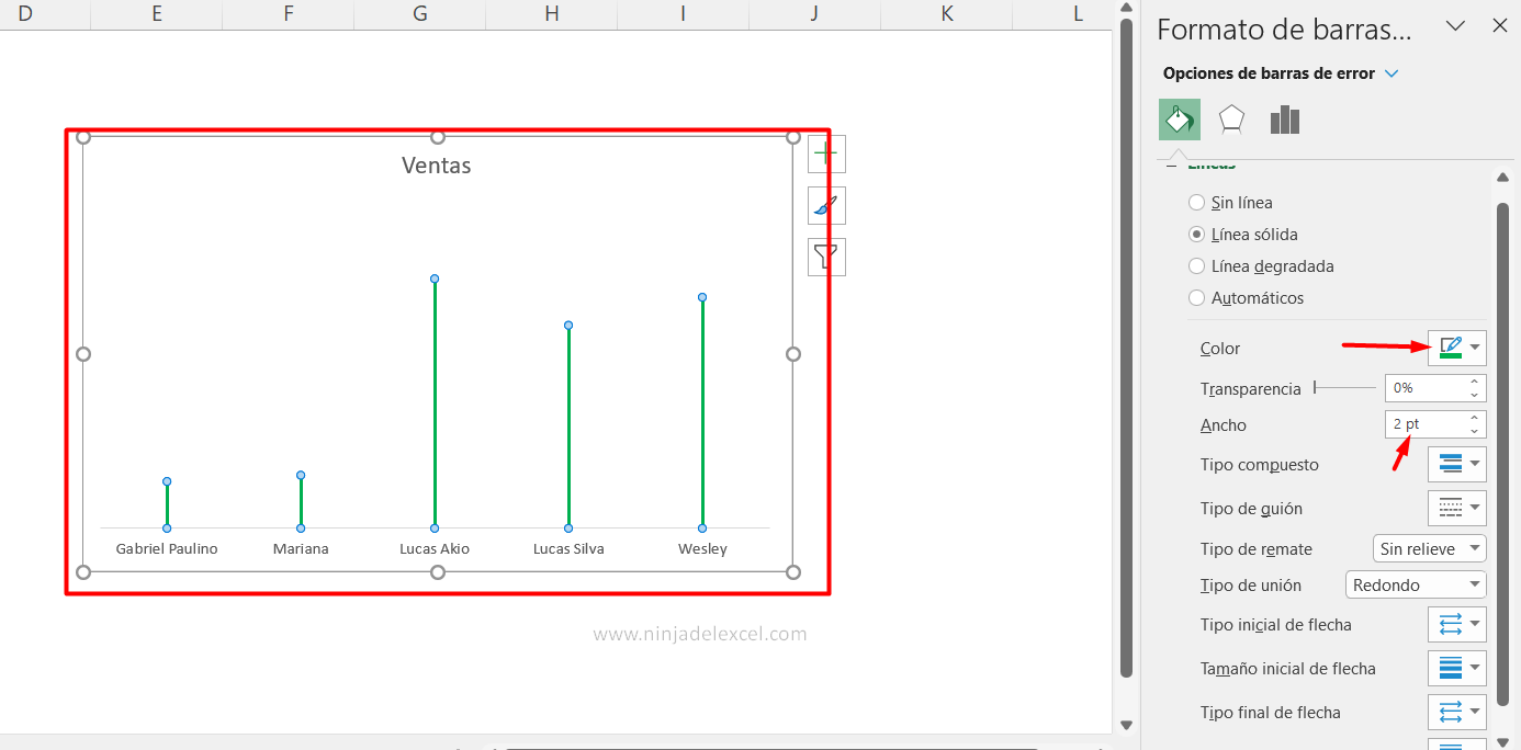 Crear Gráfico de Paletas en Excel