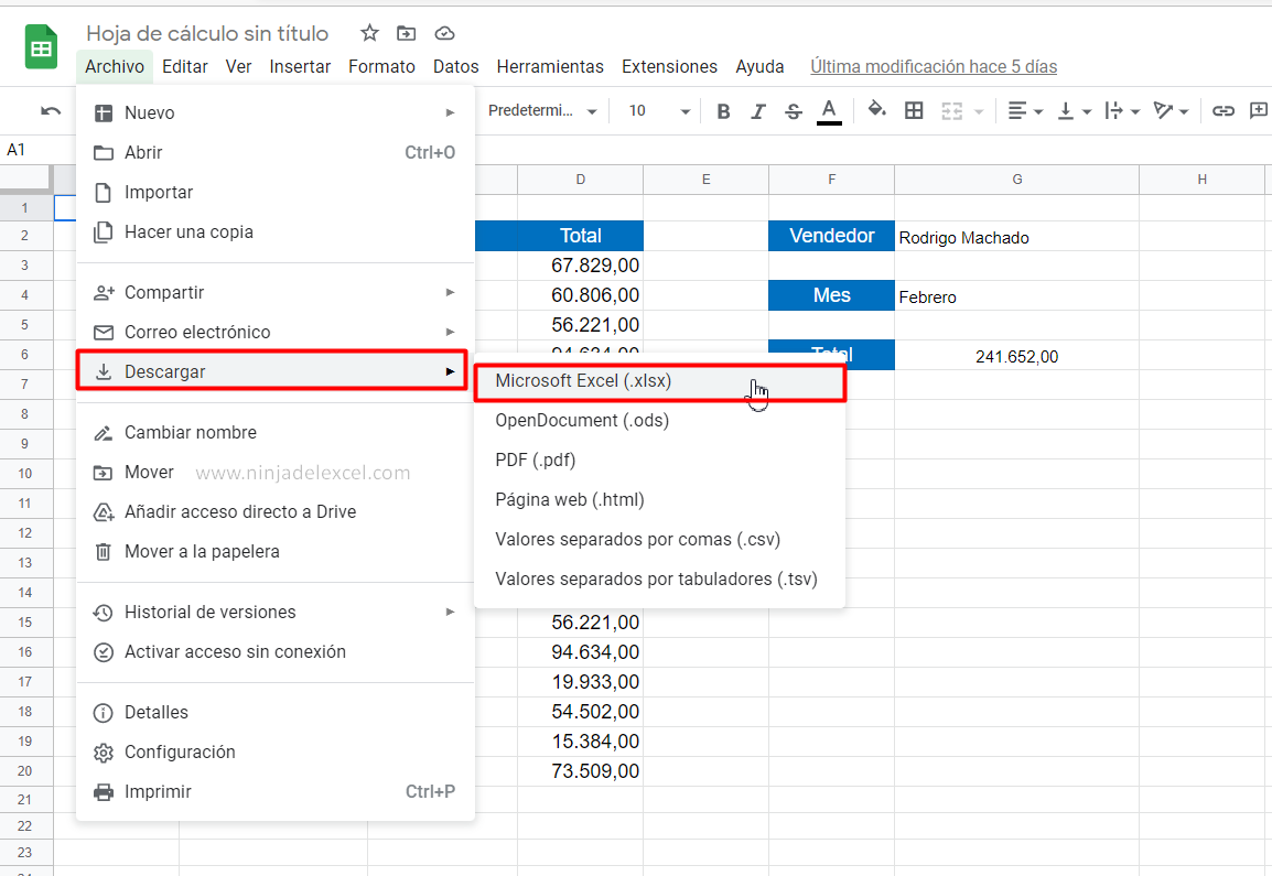 Importar Hojas de Google Sheets en Excel