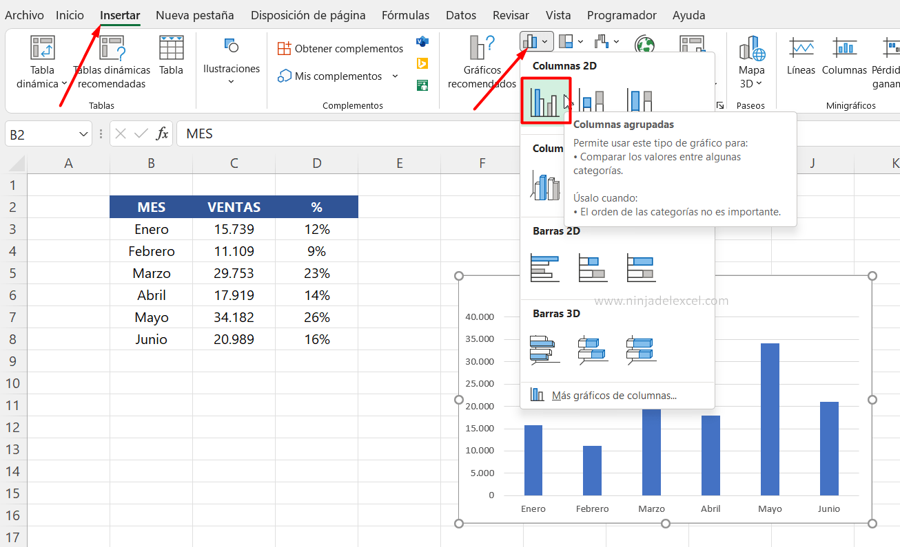 Valor y Porcentaje en la misma Etiqueta de Datos en Excel